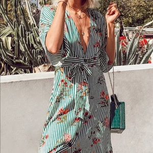Forever 21 striped midi floral dress